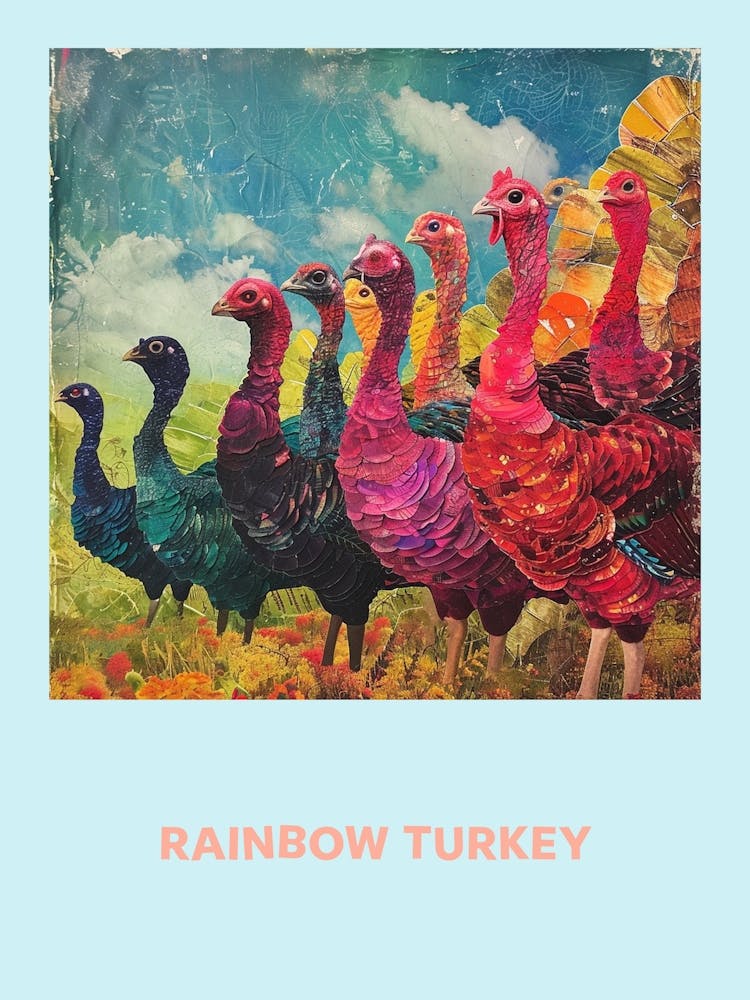 Rainbow Turkey Retro Poster 2