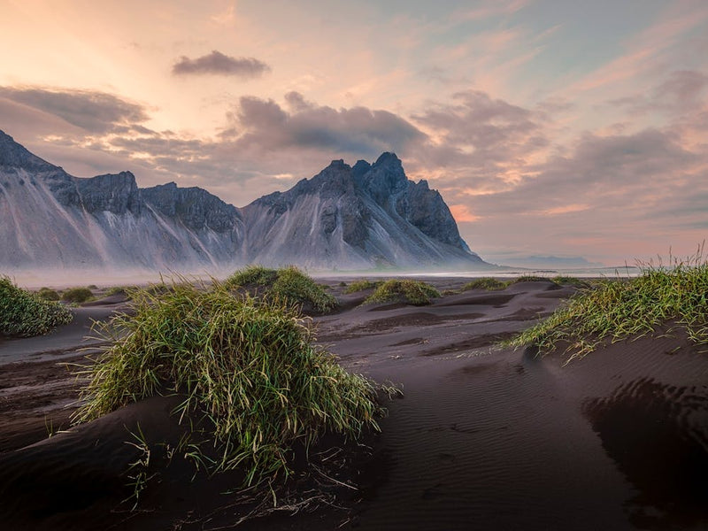 Sonnenuntergang am Strand von Stokksnes