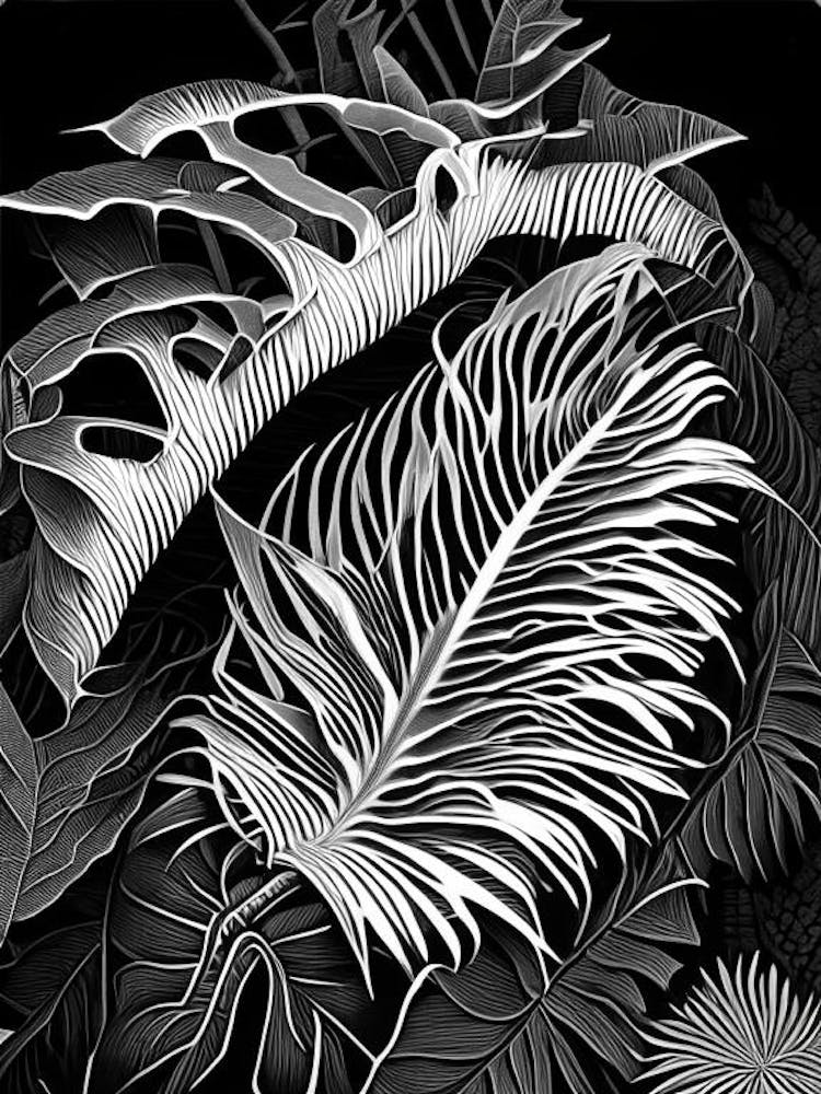 Bird S Nest Fern Linocut