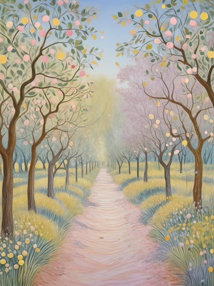 Chemin du verger en pastel