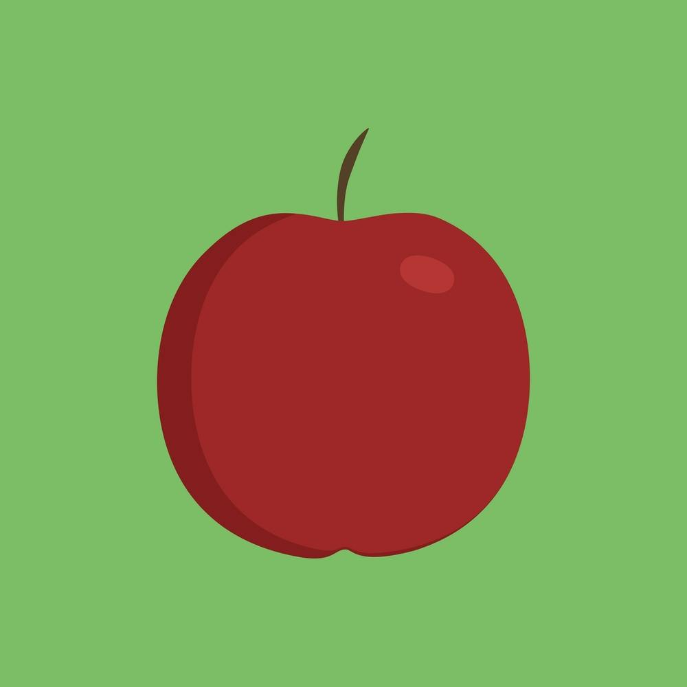 Red Apple Icon In Flat Design