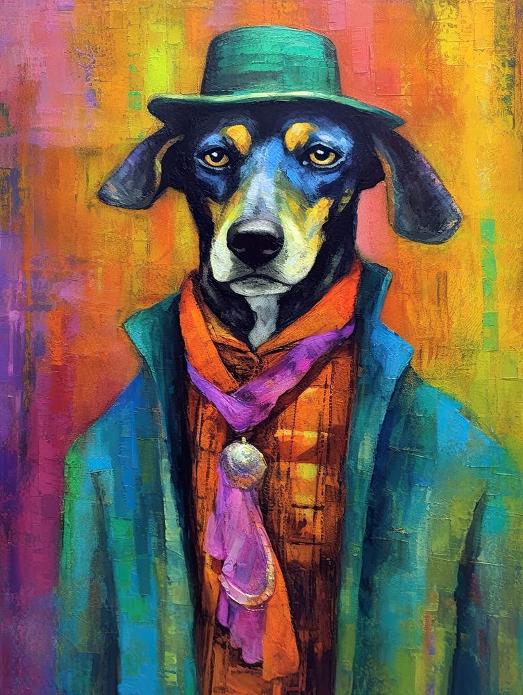 Chic Canine Tails; A Dog 'S Oil Brushed Affair