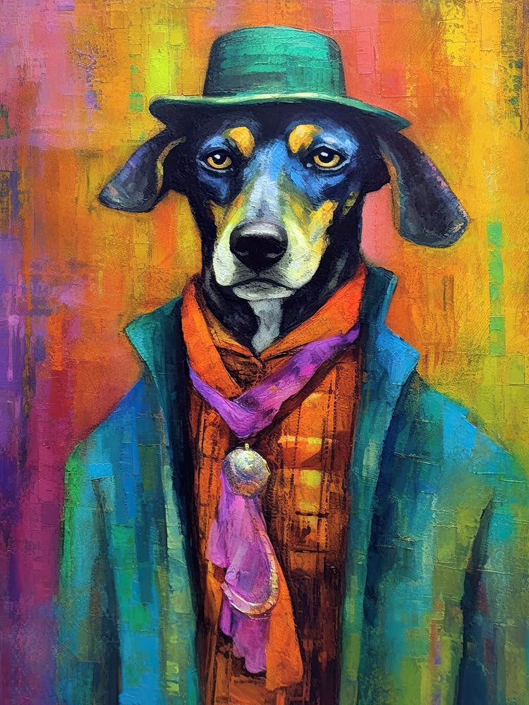 Chic Canine Tails; A Dog 'S Oil Brushed Affair