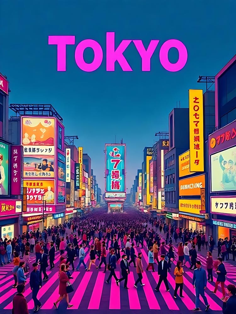Tokyo Japan Vintage Digital Travel Poster 20