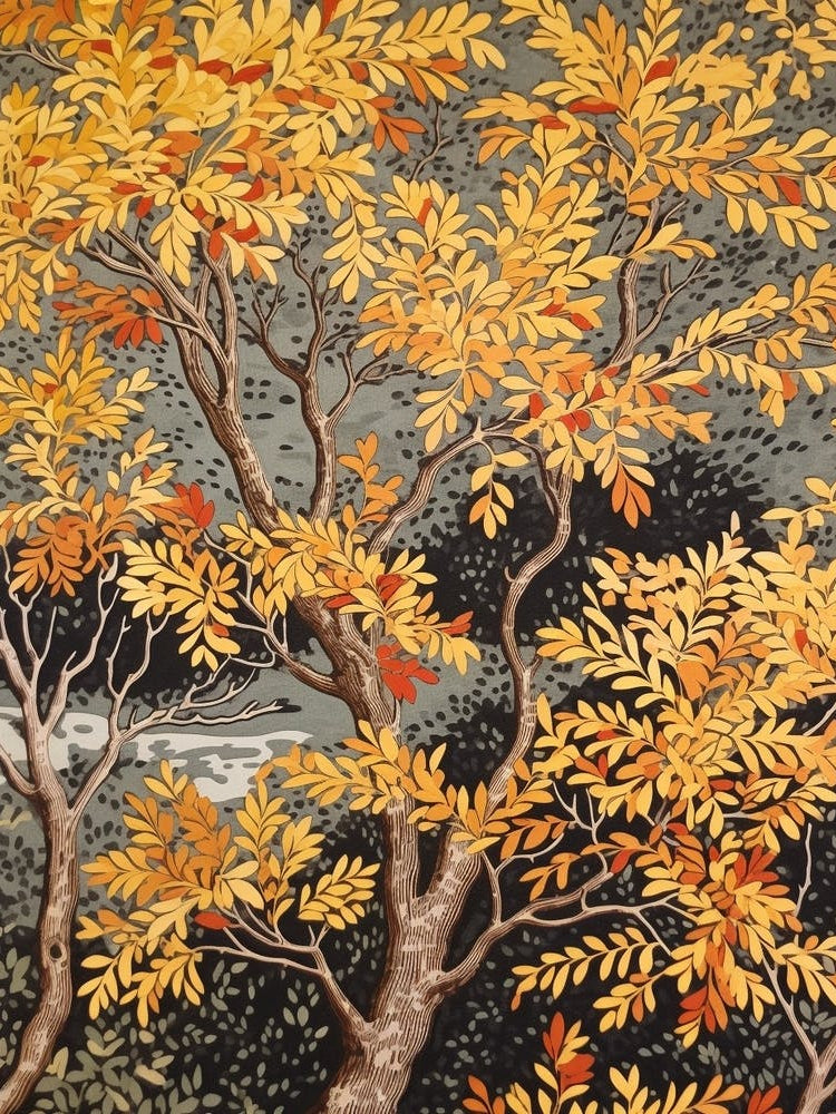 Black Willow 4 Vintage Autumn Tree Print 