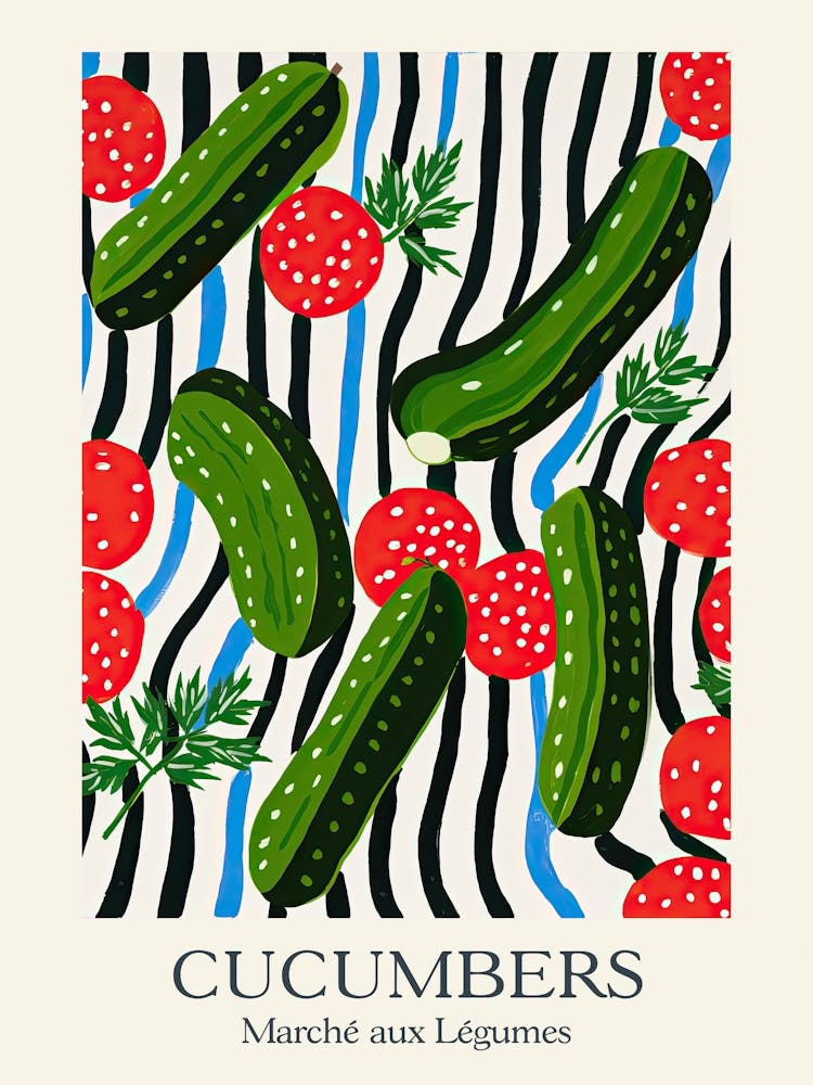 Marche Aux Legumes Cucumbers Summer Illustration 1