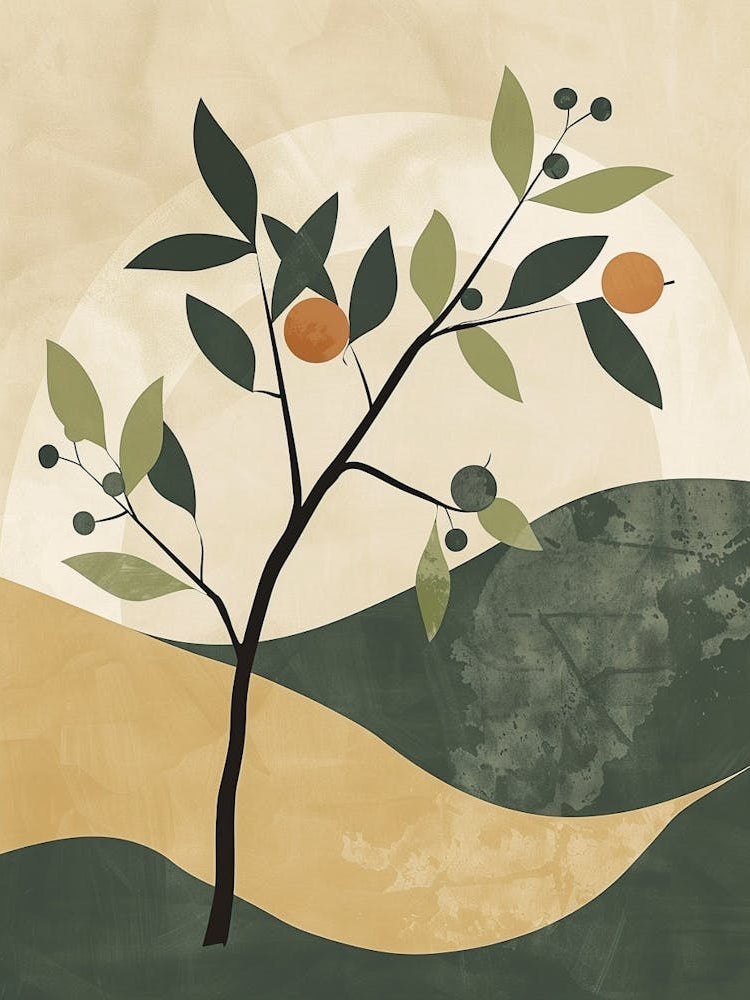 Pear Tree Minimal Japandi Illustration 2