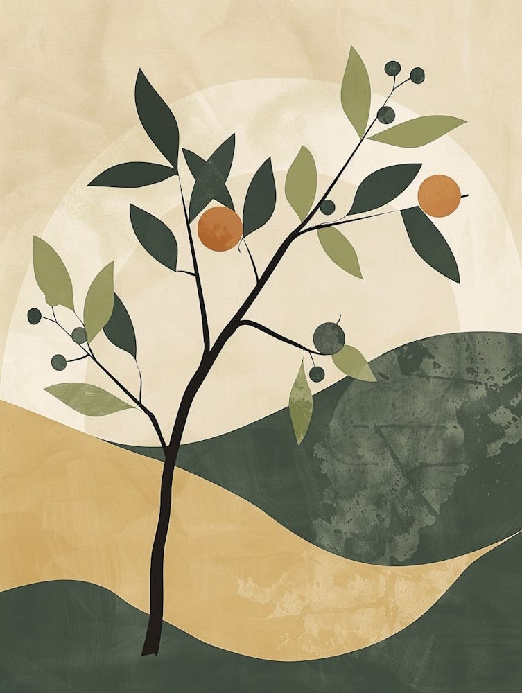 Pear Tree Minimal Japandi Illustration 2