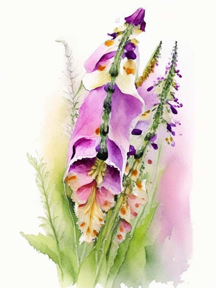 Foxglove Wildflower Watercolour 1