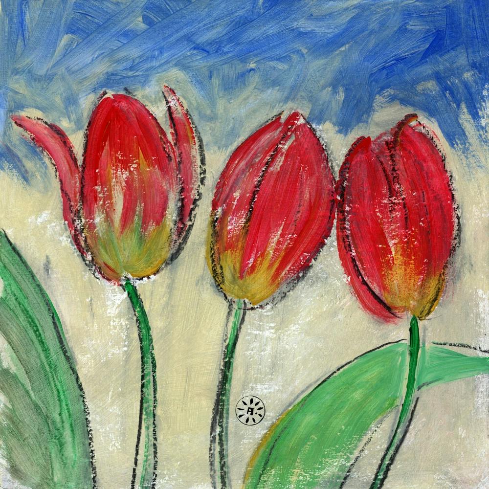 Three Red Tulips 1