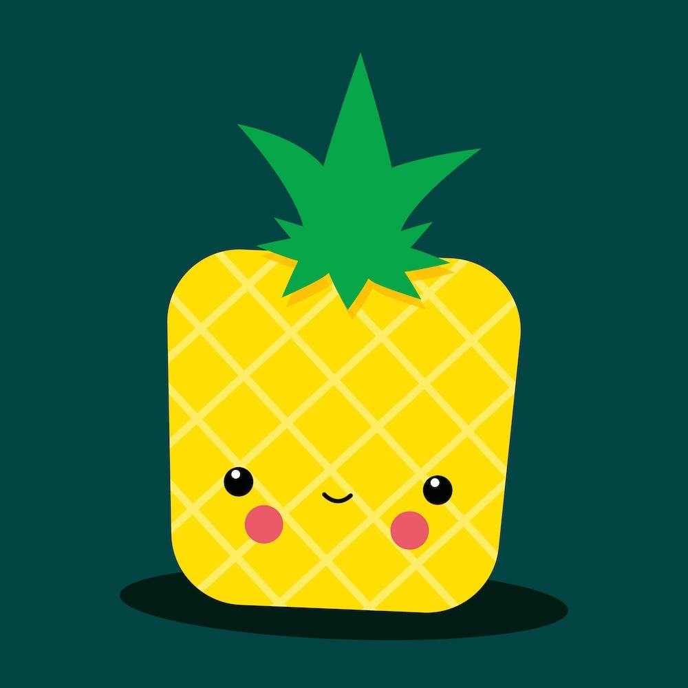 Stay Well Kawaii Pineapple Square