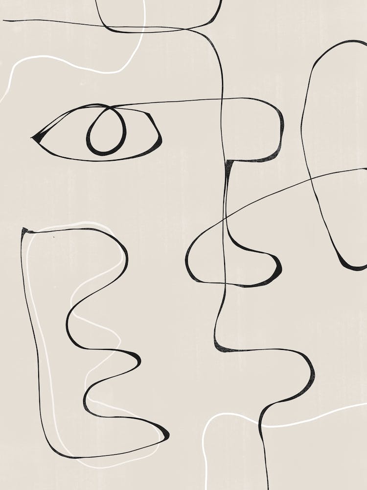 Dessin Abstrait Line Art Minimalisme Beige et Neutre