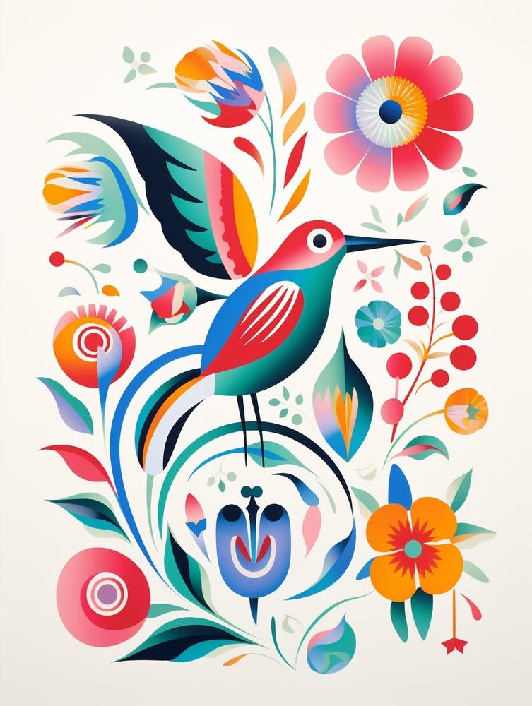 Scandinavian Bird Illustration Hummingbird 2