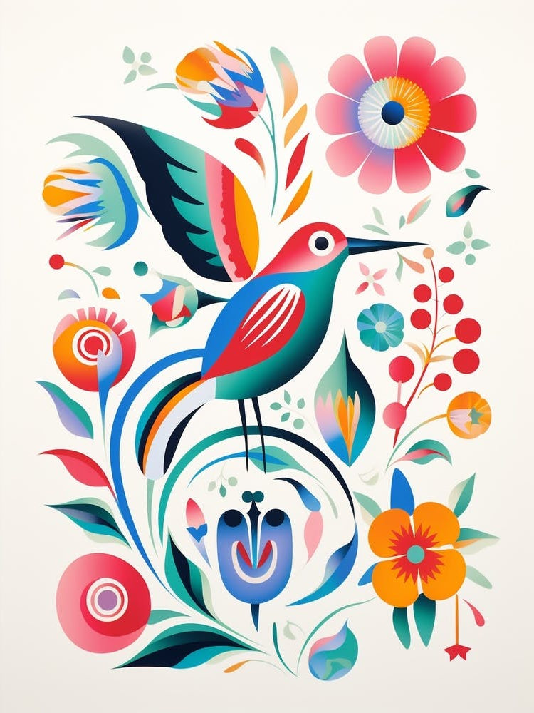 Scandinavian Bird Illustration Hummingbird 2