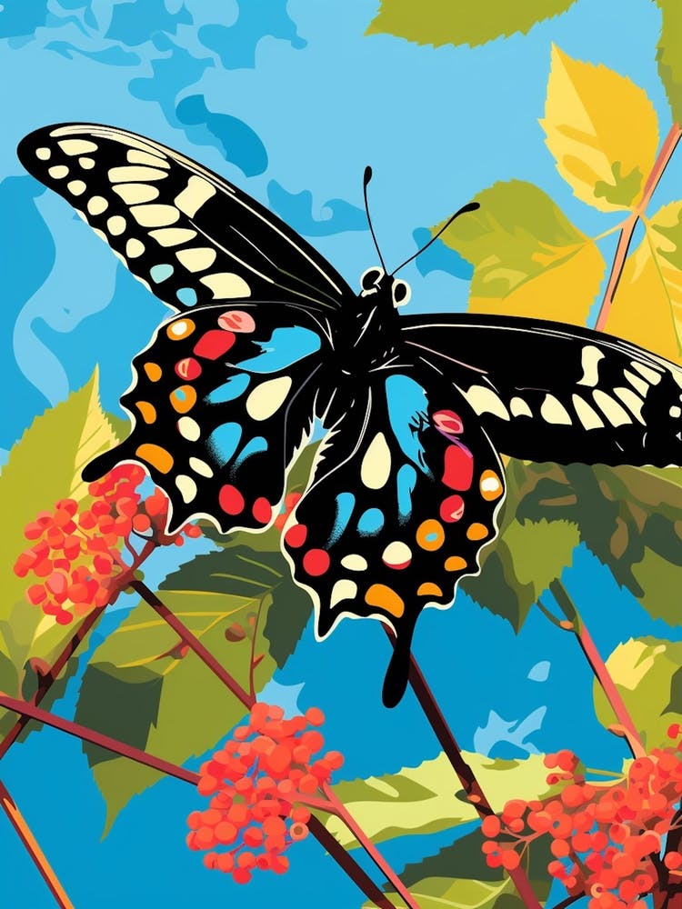 Pop Art Pipevine Swallowtail Butterfly 1