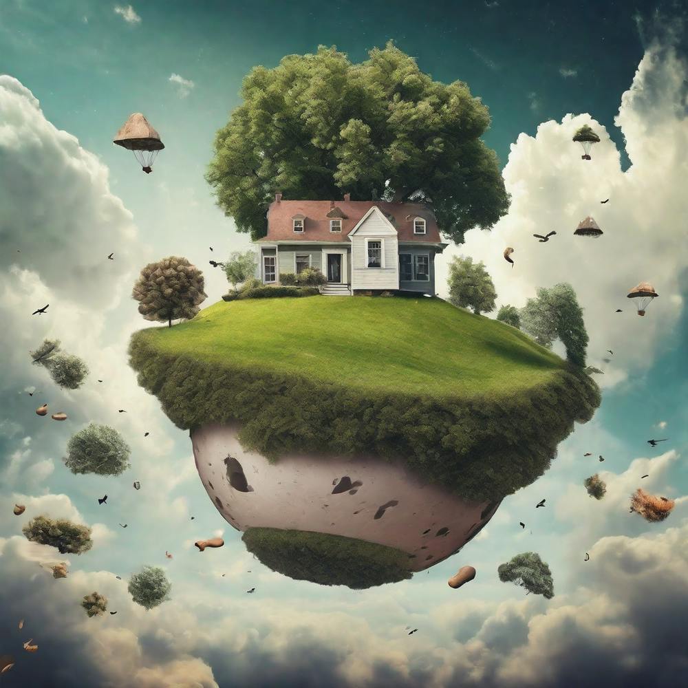 Surreal Landscape Where Gravity Does Not Apply