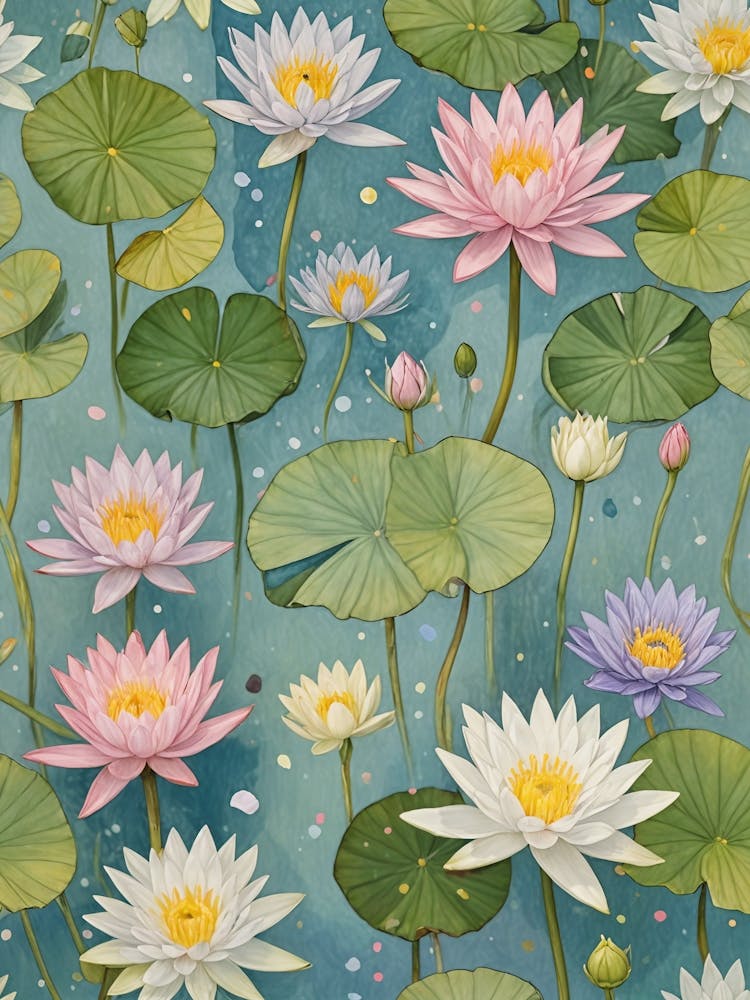 Lotus Flowers In Pastel Colours