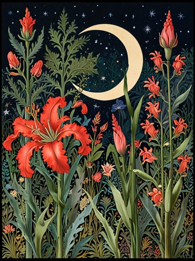 William Morris Moon And Lilies