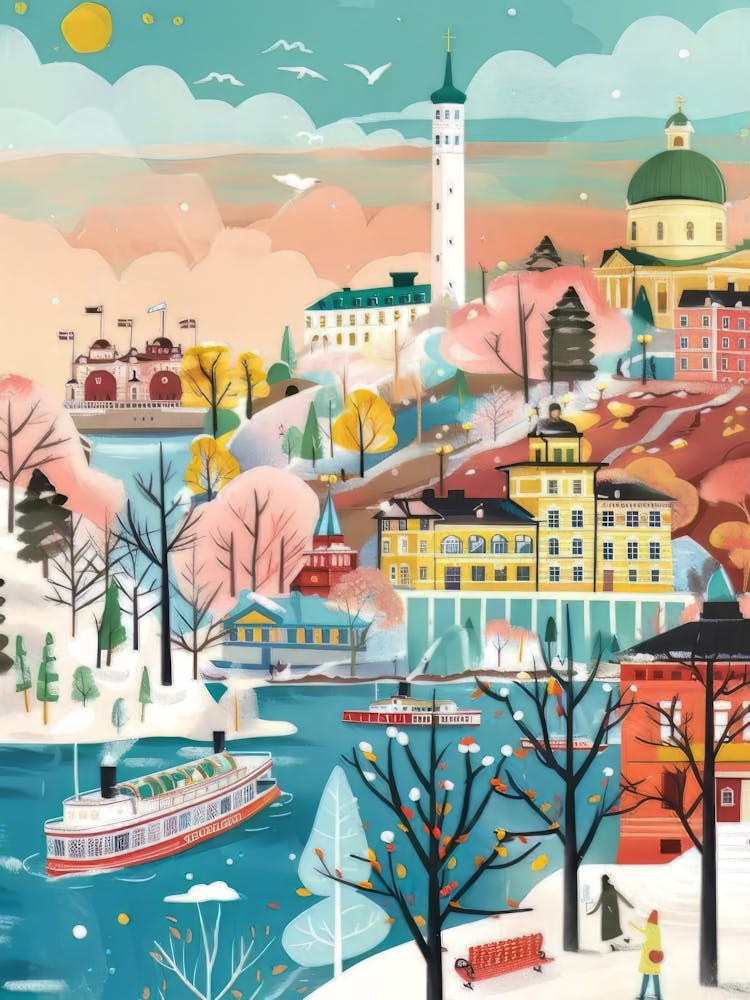 Finland Print Finland Illustration Helsinki Travel Poster Helsinki Print Finland Nostalgia Print Finland Gift Helsinki Traveler Gift(1)