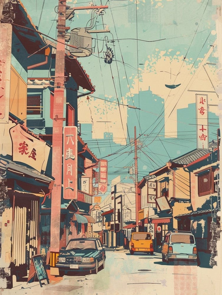Tokyo Japan 1 Retro Illustration