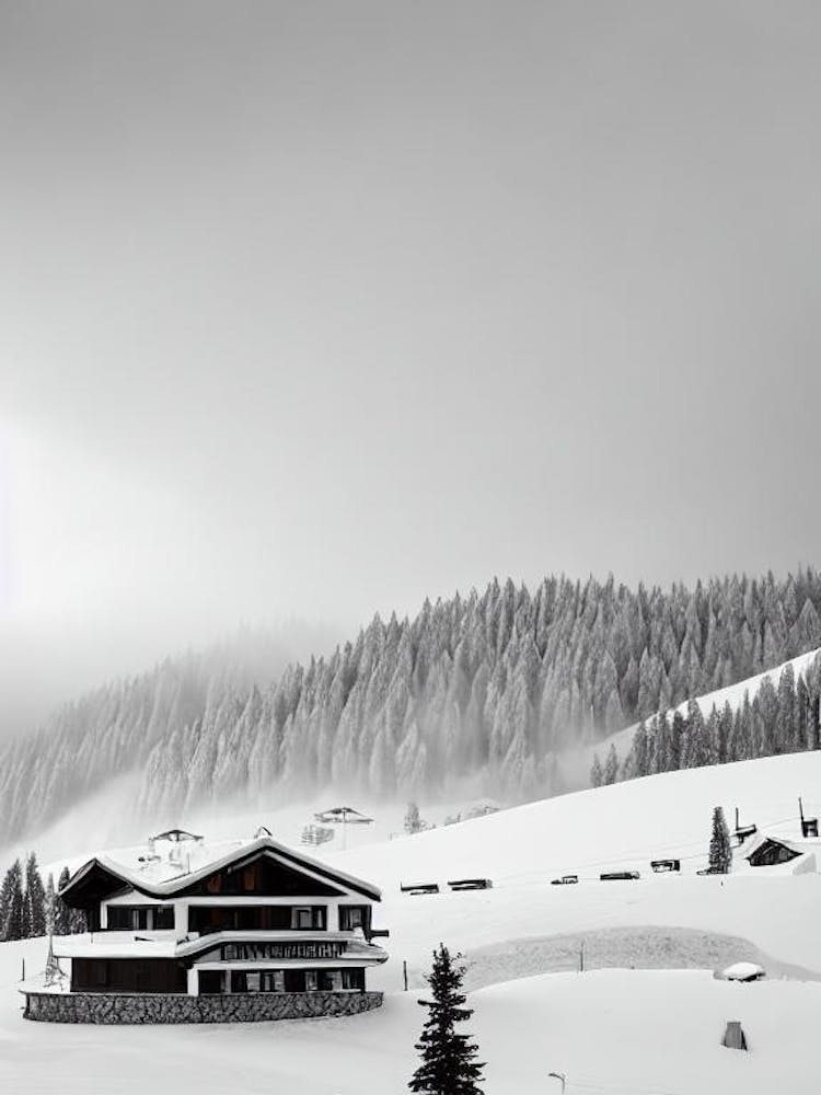 Ischgl, Austria Black And White Skiing Poster