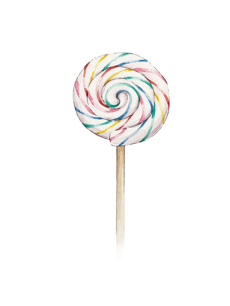 Rainbow Lollipop Watercolor Study
