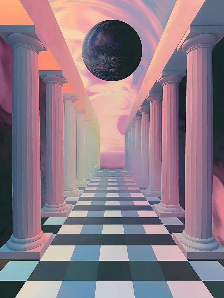 Hallway With Pillars