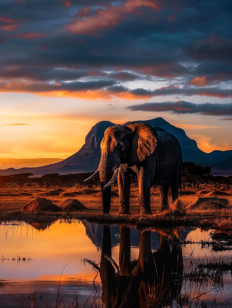 Sunset Elephant In Kenya