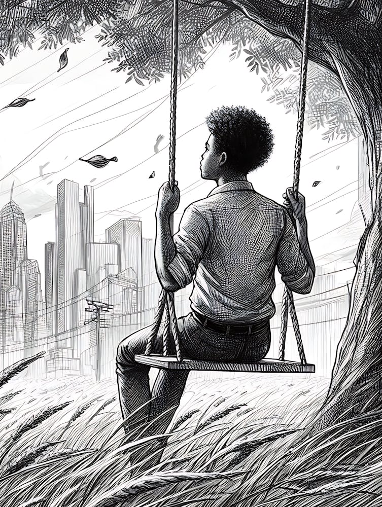 Moody Man on Swing Sketch 5