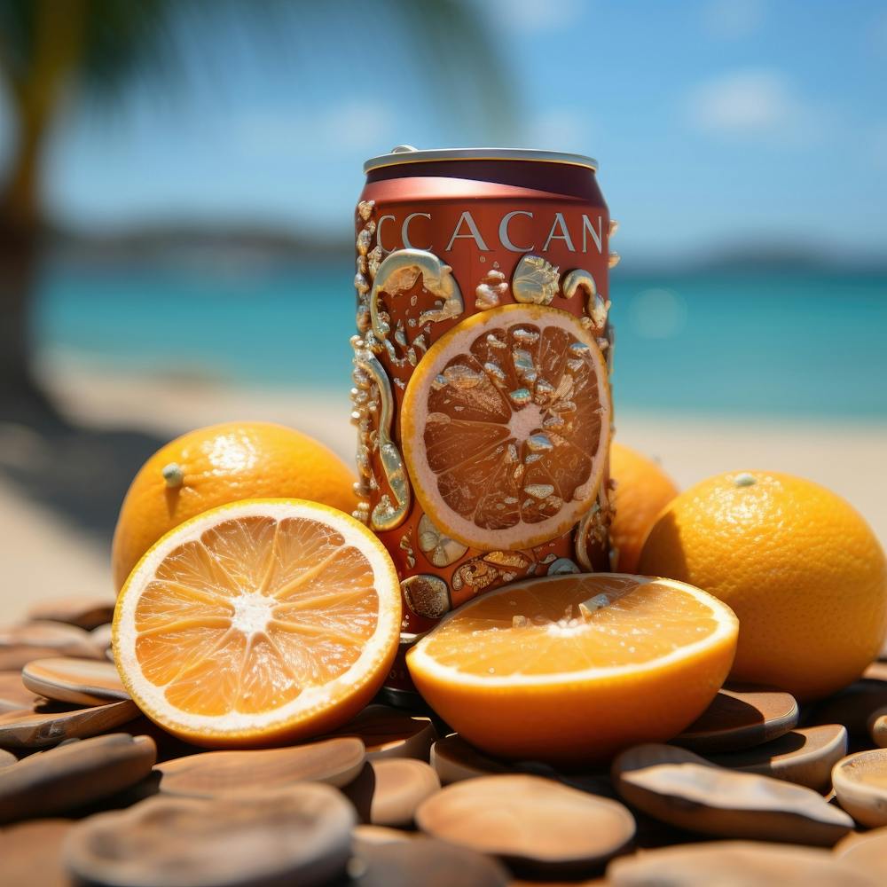 Can of orange drink on The Beach