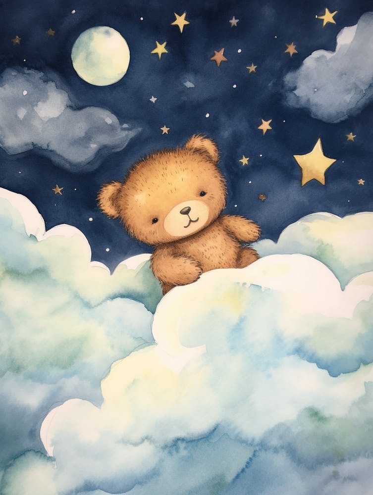 Baby Bear Cub 2 Sleeping In The Clouds