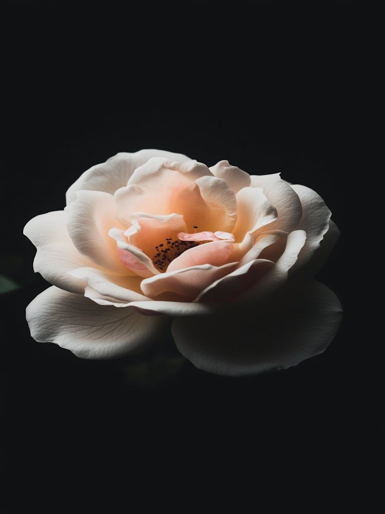 White Rose On Black Background