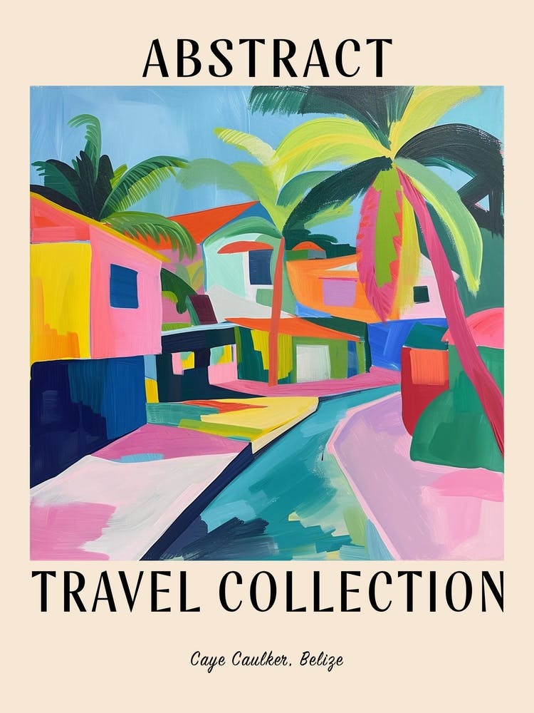 Abstract Travel Collection Poster Caye Caulker Belize 3