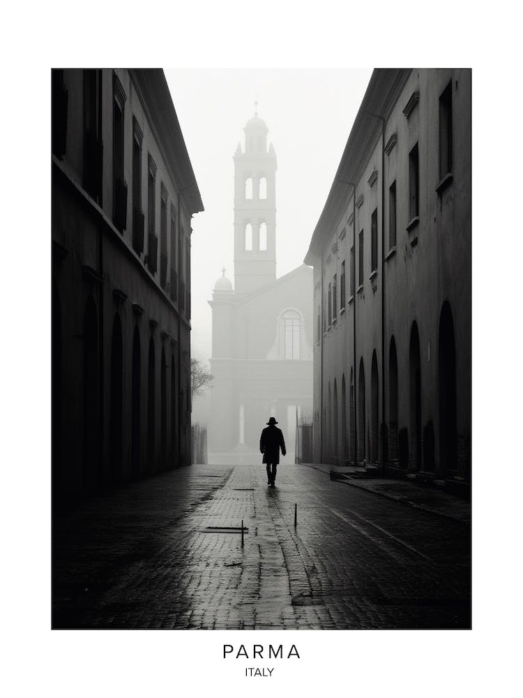 Poster Of Parma, Italy, Black And White Analogue Photography 4