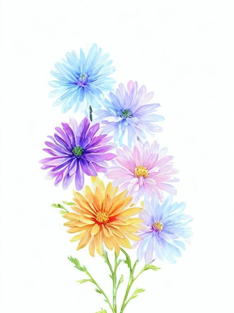 Chrysanthemums Watercolour Flower