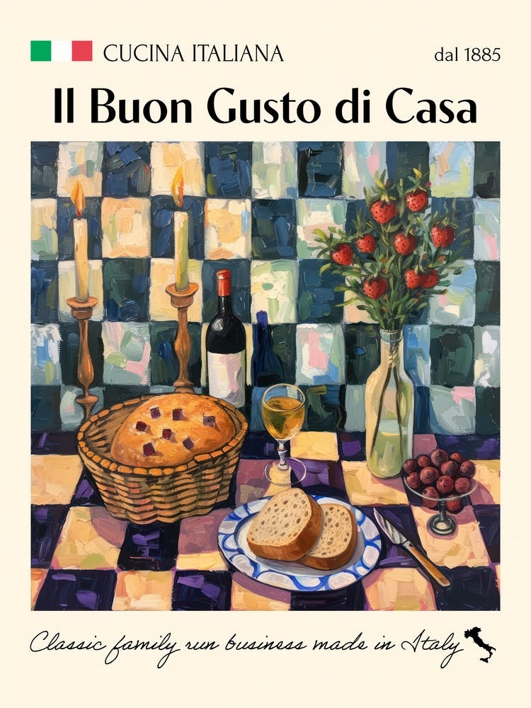 Il Buon Gusto Di Casa Trattoria Italian Poster Food Kitchen
