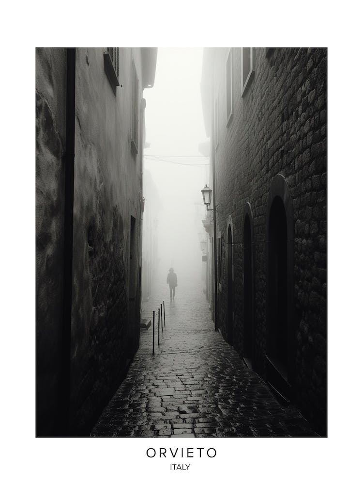 Poster Of Orvieto, Italy, Black And White Analogue Photography 3