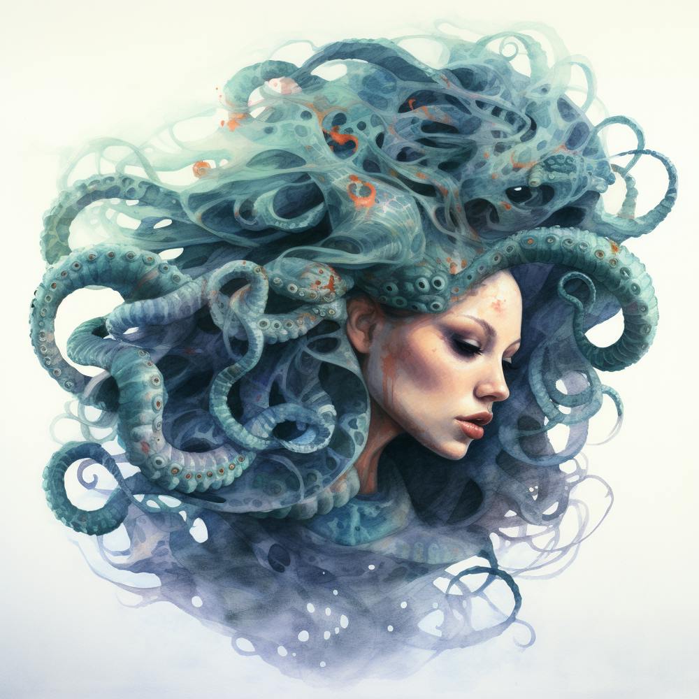 Teal Octopus Hair