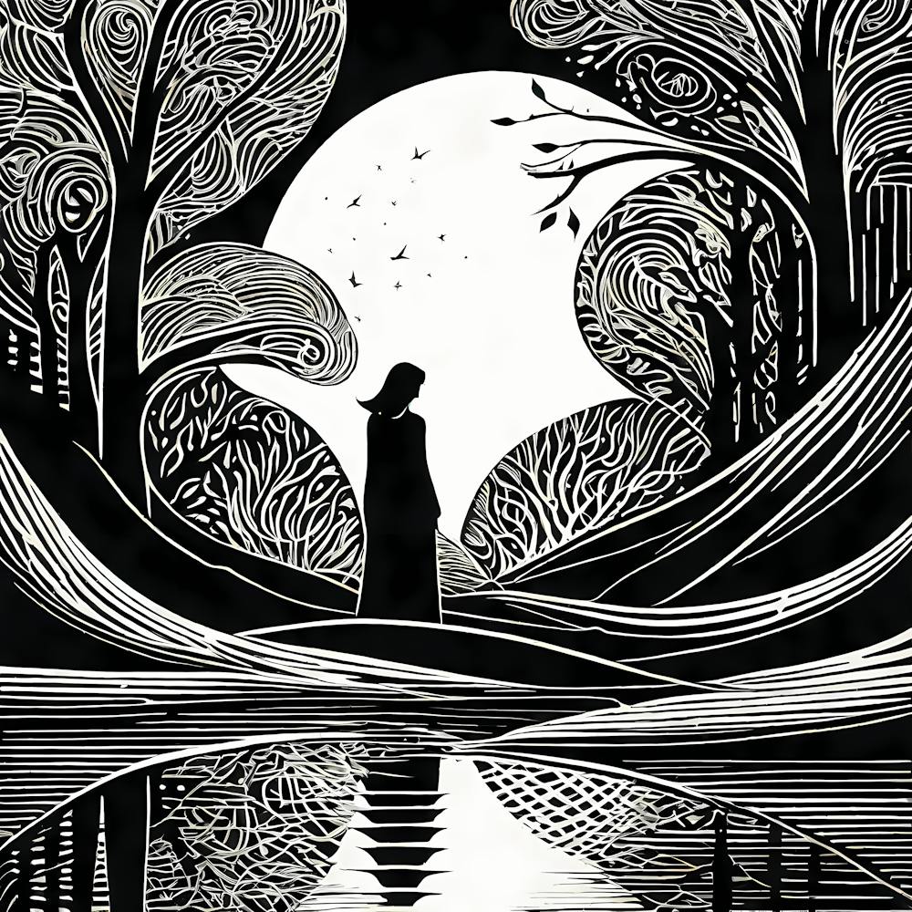 A Linocut inspired woman art, 142