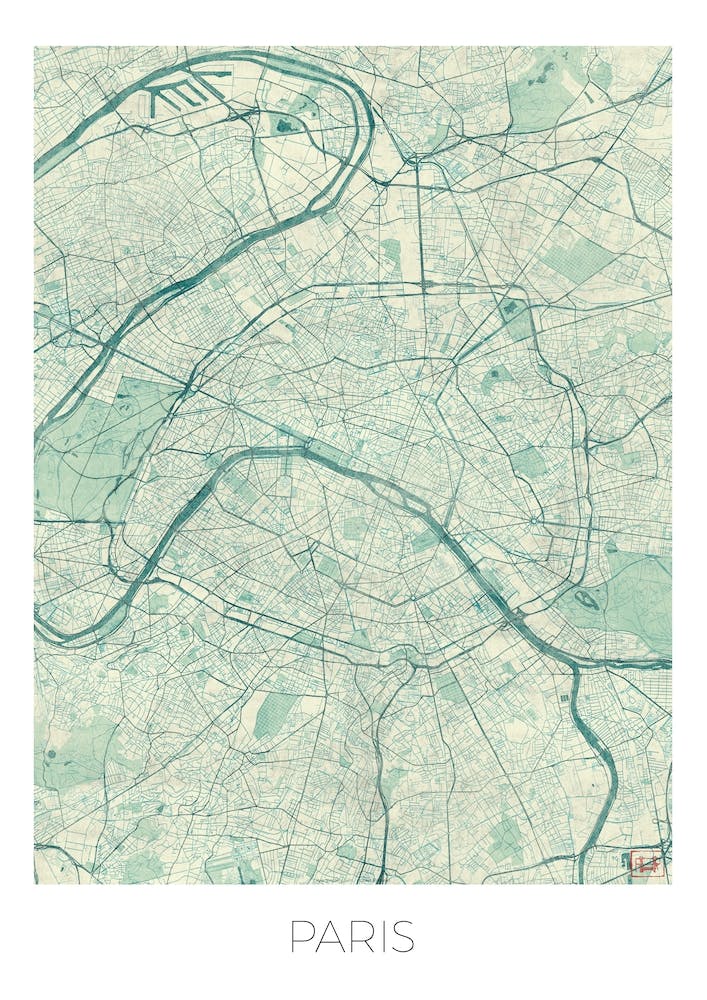 Paris Map Vintage in Blue