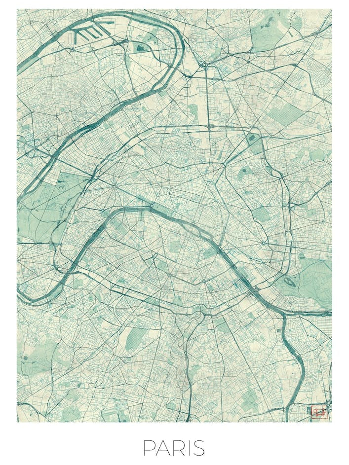 Paris Map Vintage in Blue