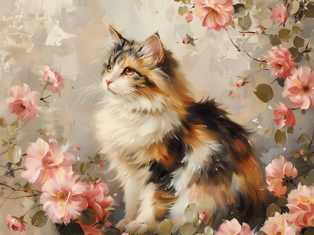 Cat In Roses 1