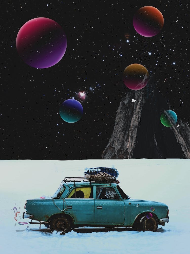 Bubbles World Collage Art