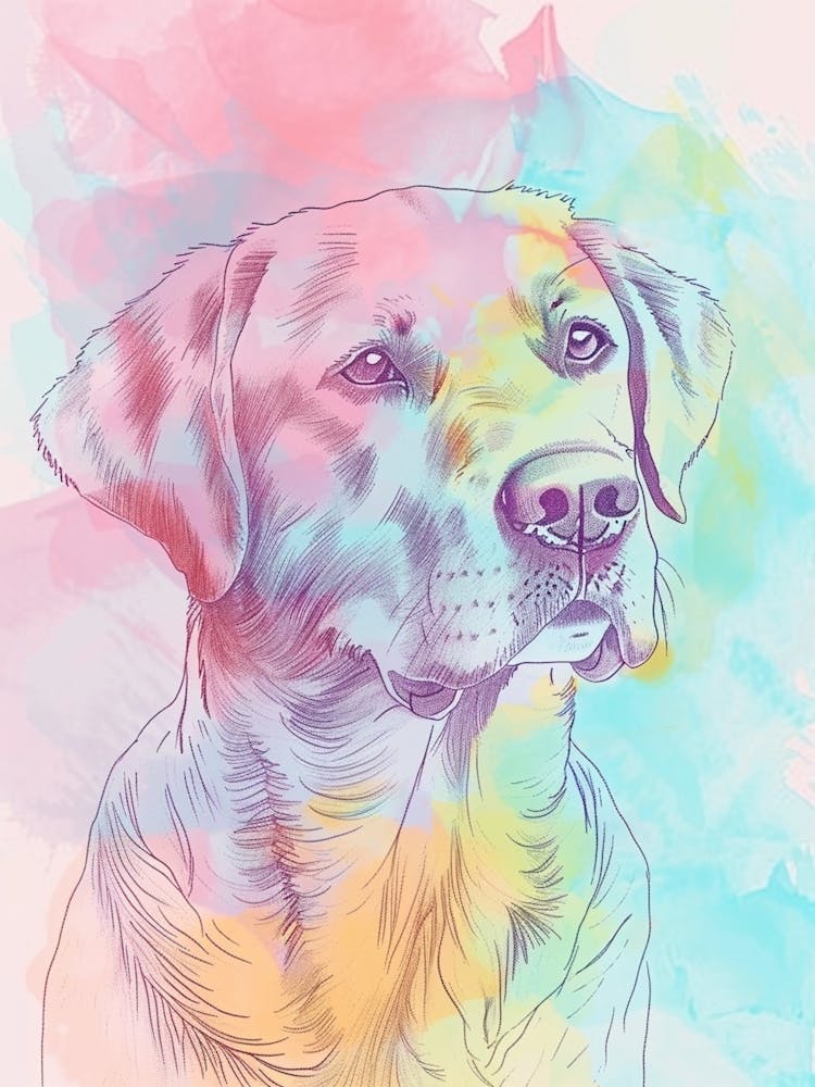 Chesapeake Bay Retriever Dog Pastel Line Watercolour Illustration 2