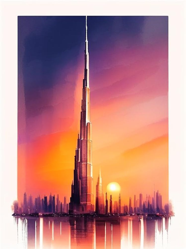 Burj Khalifa Watercolour 2
