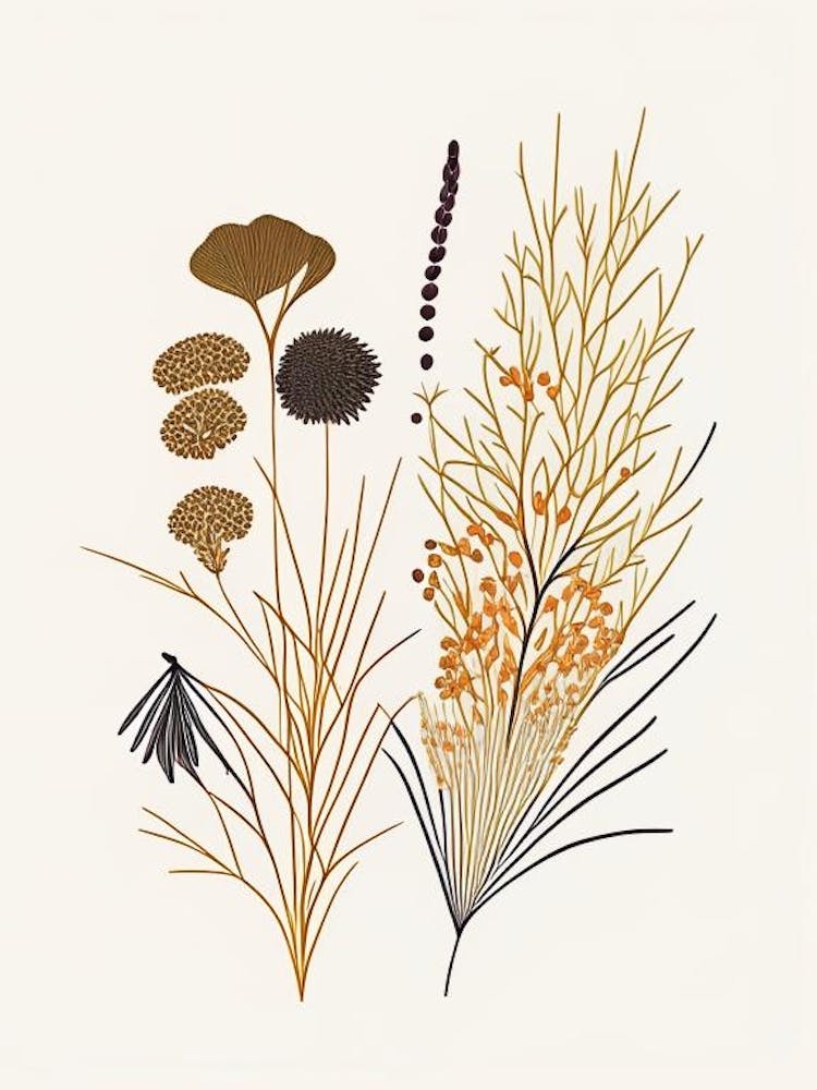 Caraway Seeds Spices And Herbs Minimal Line Drawing 1