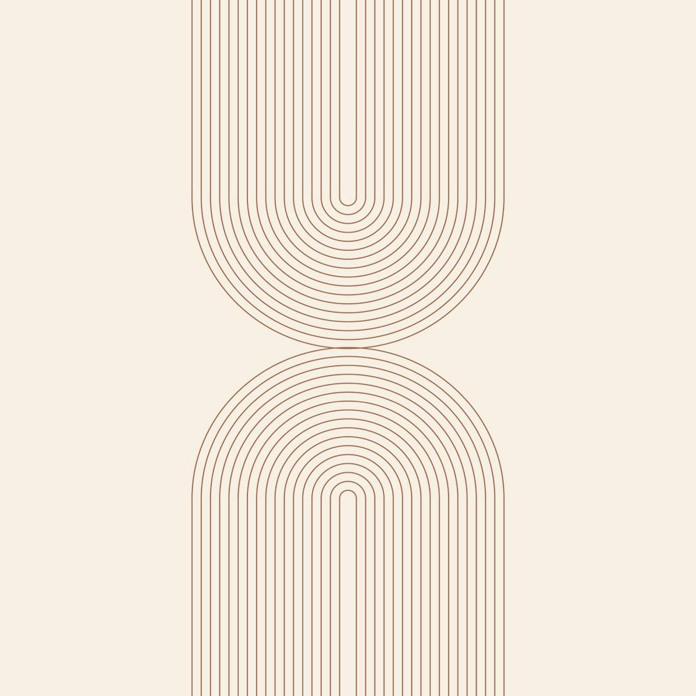 Boho Mid Century Modern Vintage Line Double Rainbow Arch 1 Square