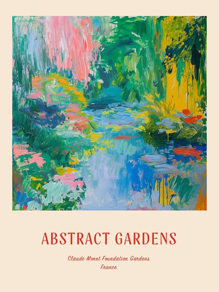 Colourful Gardens Claude Monet Foundation Gardens France 4 Red Poster