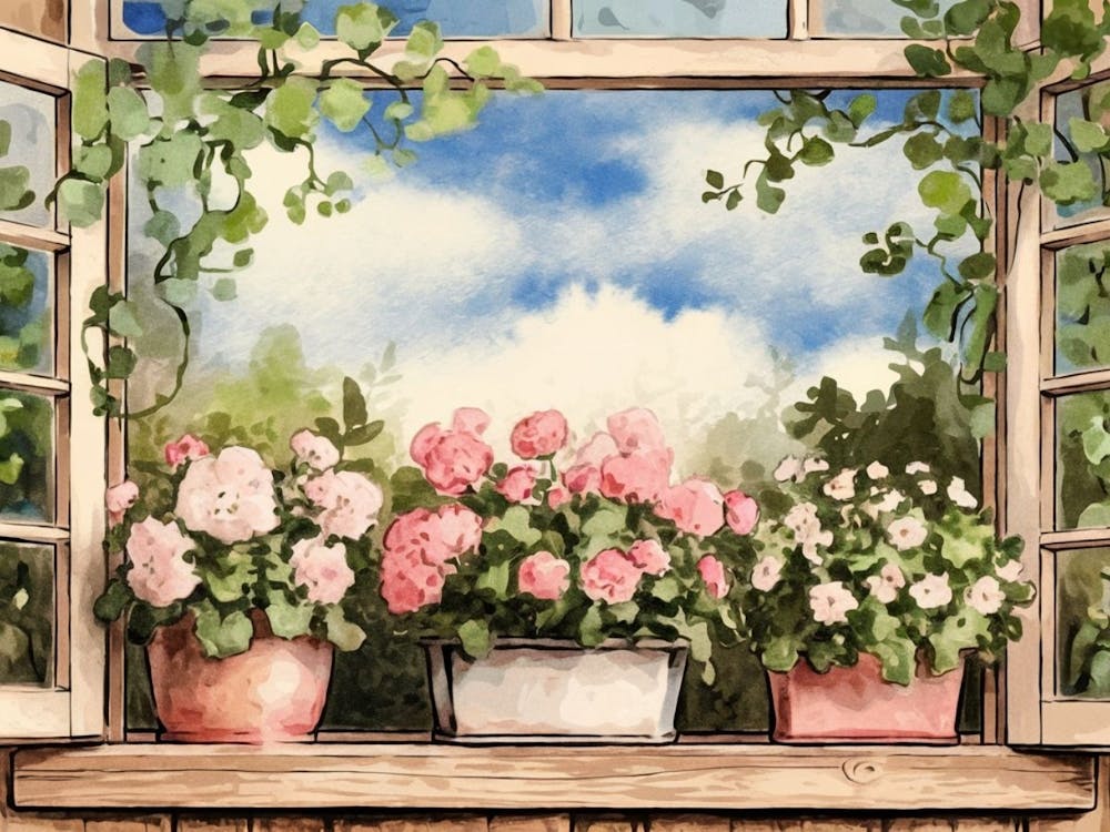 Sommer-Blumenkasten Blüten - Florale Darstellung