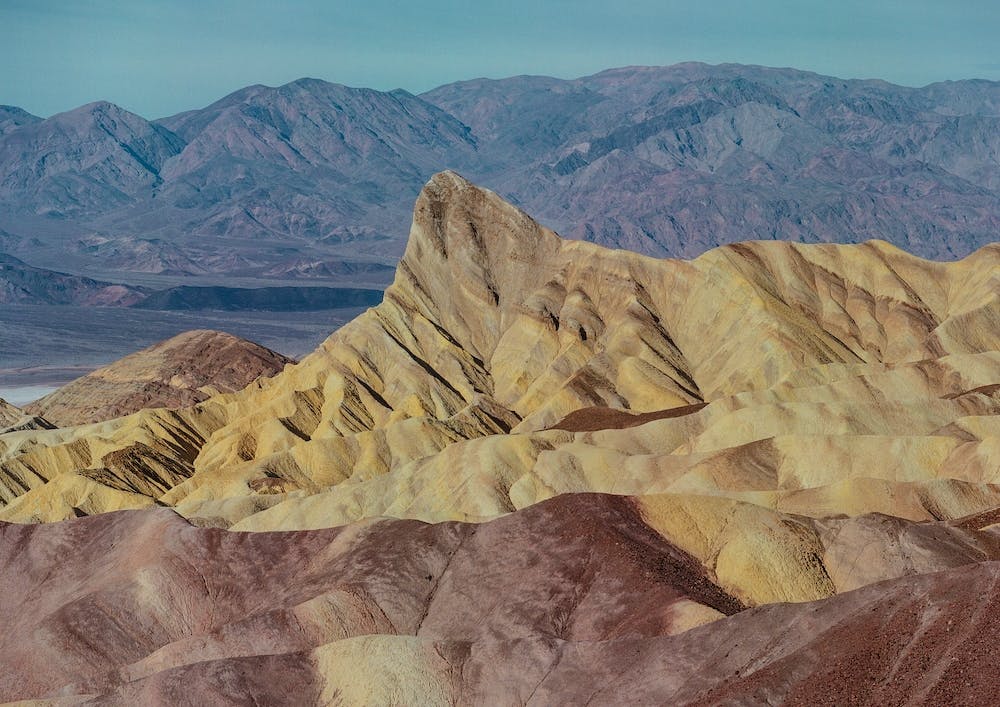 Golden Zabriskie Point Of Death Valley Desert